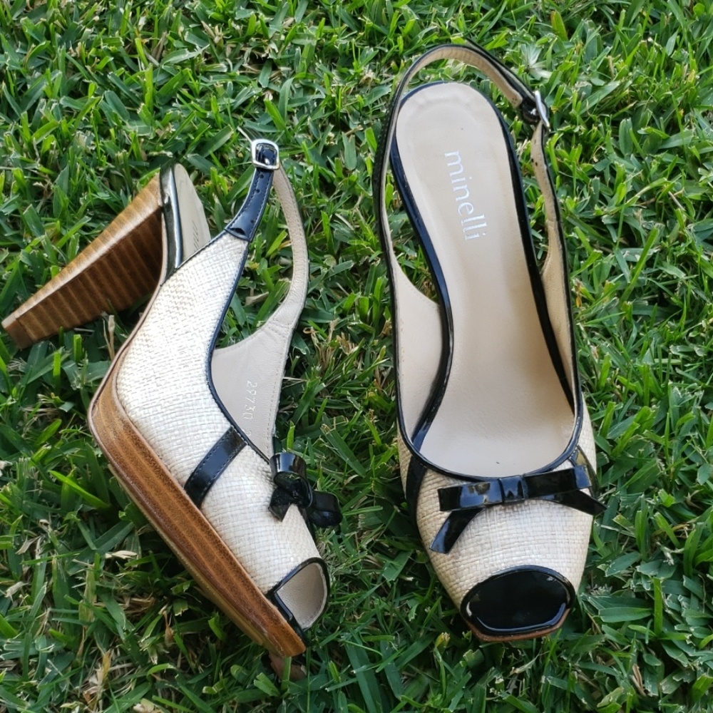 Minelli black and white heel